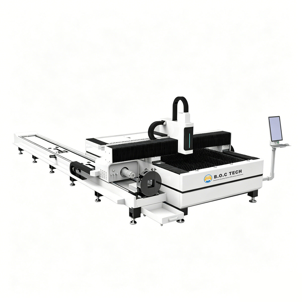 BOCTECH 2 in 1 Sheet and Tube Fiber Laser Cutting Machine High Accuracy for Metal Profiles